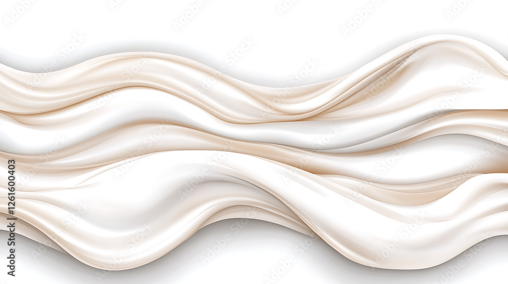 Poster Creamy White Waves Abstract Fluid Background Art Design Smooth Textured Soft Gradient Surface