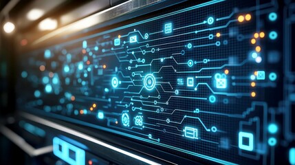 Fototapeta premium Abstract Digital Network: Futuristic Technology and Data Flow Visualization