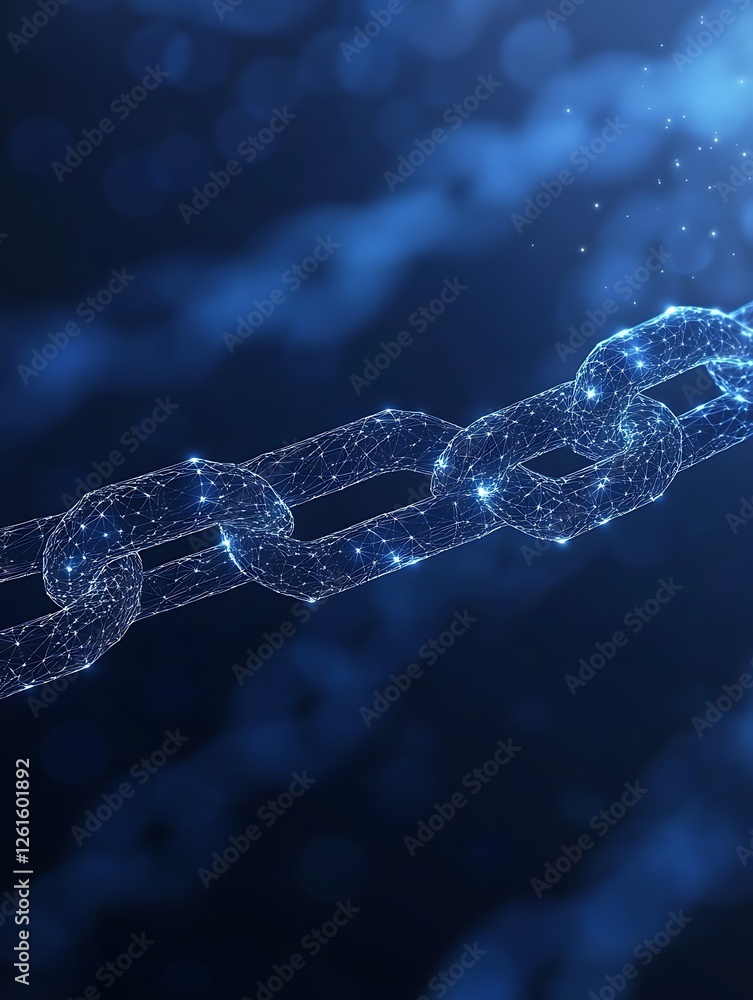 Poster A captivating image showcasing a blockchain structure in a mesmerizing design, perfect for tech and finance themes.