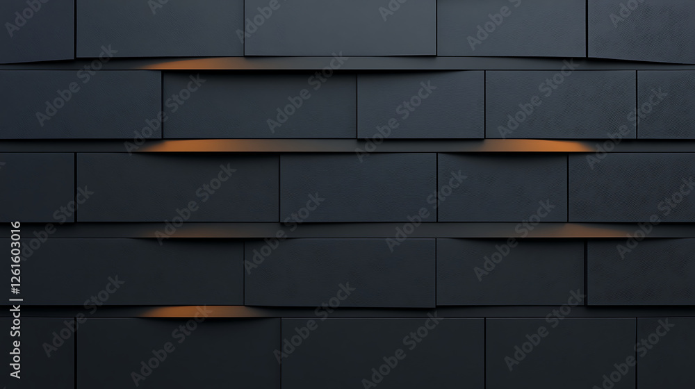 Aufkleber dark grey rectangular tiles arranged horizontally with orange backlight illumination effects and sha