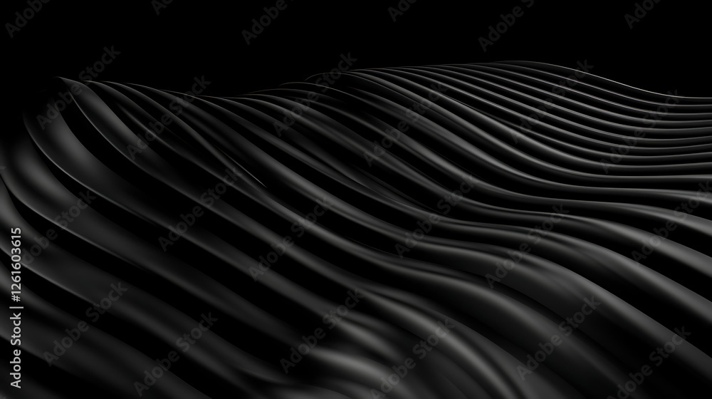 Poster dark waves pattern 3d render abstract design elegant flowing lines and subtle shadows background bac