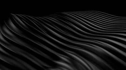 Dark Waves Pattern 3D Render Abstract Design Elegant Flowing Lines and Subtle Shadows Background Backdrop