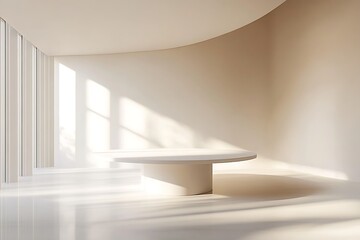 contemporary meeting room with round table and minimalist design