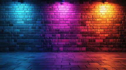 Vibrant Neon Brick Wall Background