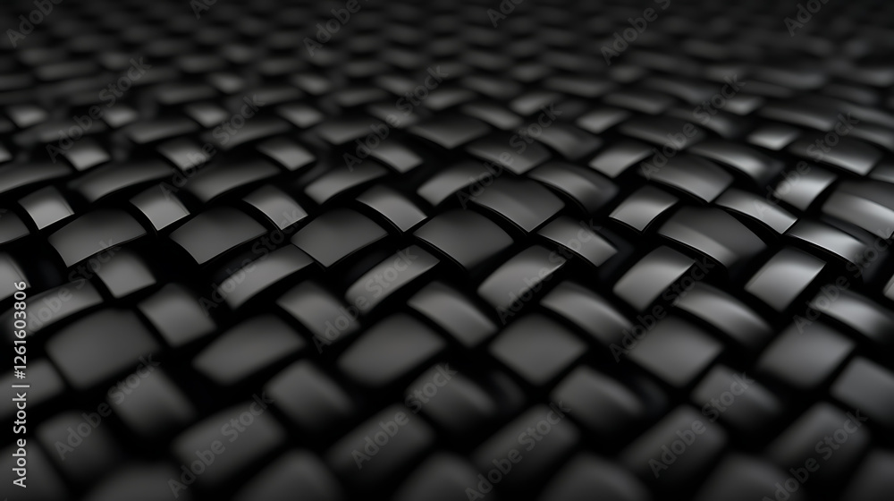 Poster dark woven strands abstract 3d rendering with intricate pattern and repetitive interlocking design