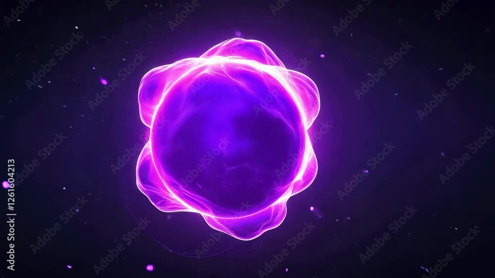 Aufkleber glowing purple energy sphere radiates light against dark background creating mystical and futuristic