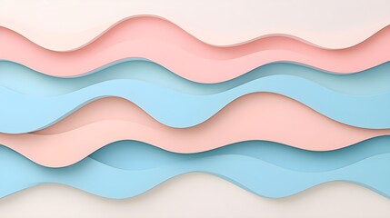 Obraz premium Soft Pastel Waves in Blue and Pink for Calming Design Aesthetic