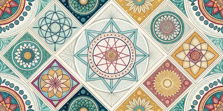 Drone Photography Sacred Geometry Patchwork Wallpaper: Geometric Designs Aerial View