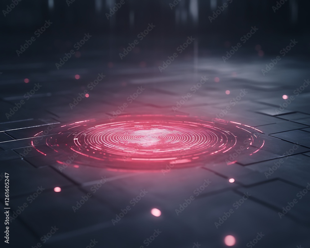 Poster a holographic fingerprint scanner verifying access in a high-tech environment.