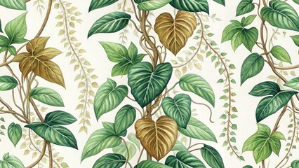 Fototapeta premium Earthy Tones Plant Growth Wall Art Minimalist Botanical Print Home Decor