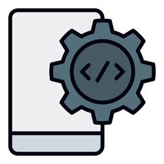Mobile App Development Icon. Vector Illustration. Symbol of Smartphone Software Creation