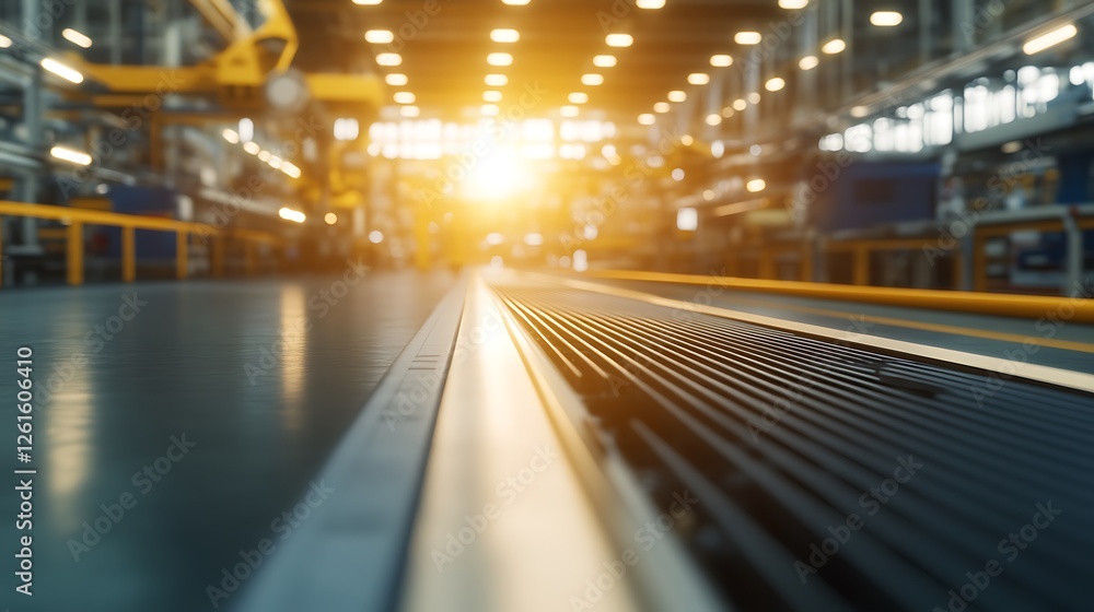 Poster High-tech robotics factory producing humanoid AI in a modern industrial setting.
