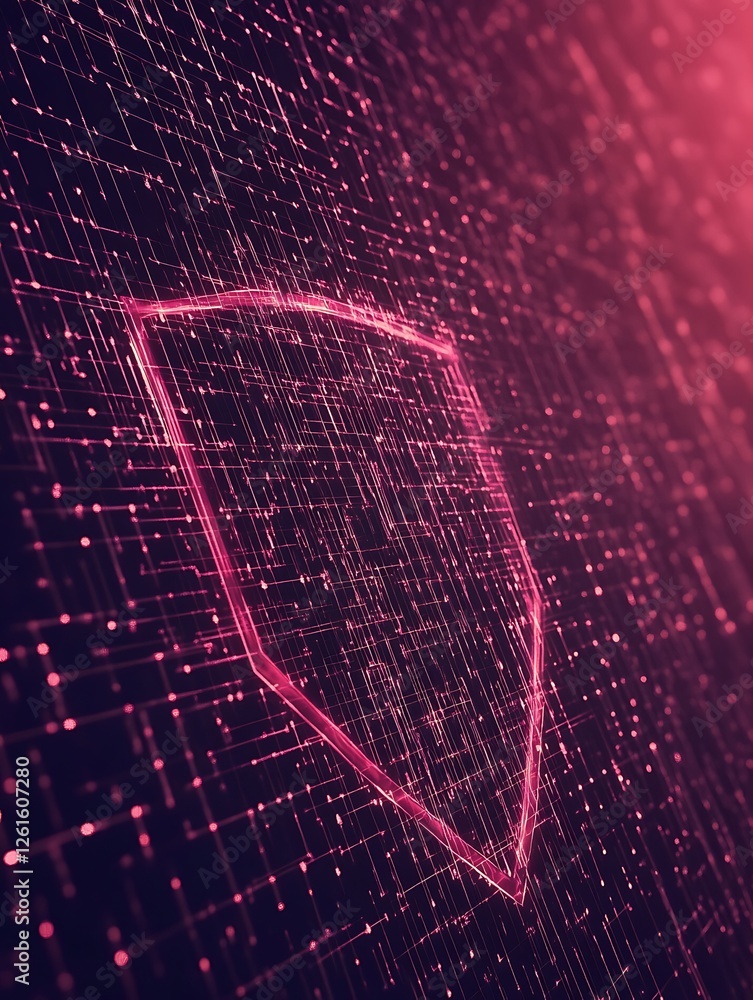 Poster high-tech firewall defense concept visualized with glowing effects in a digital design.