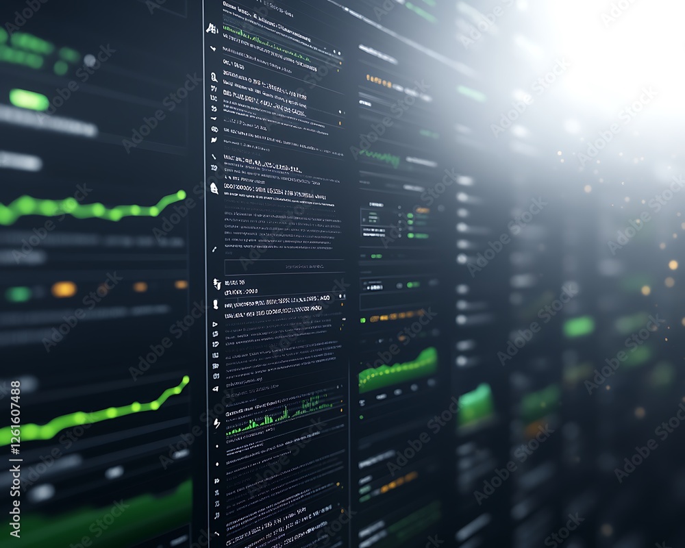 Poster High-tech financial dashboard visualizing climate data with modern design elements.