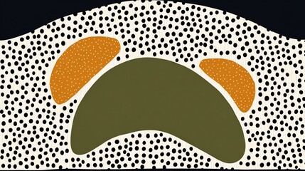 Abstract Green Olive Orange Dot Pattern Design. AI Generated
