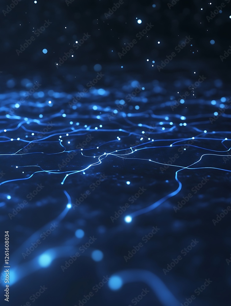 Poster high-tech ai research lab illuminated, featuring advanced technology, innovation, and modern design.