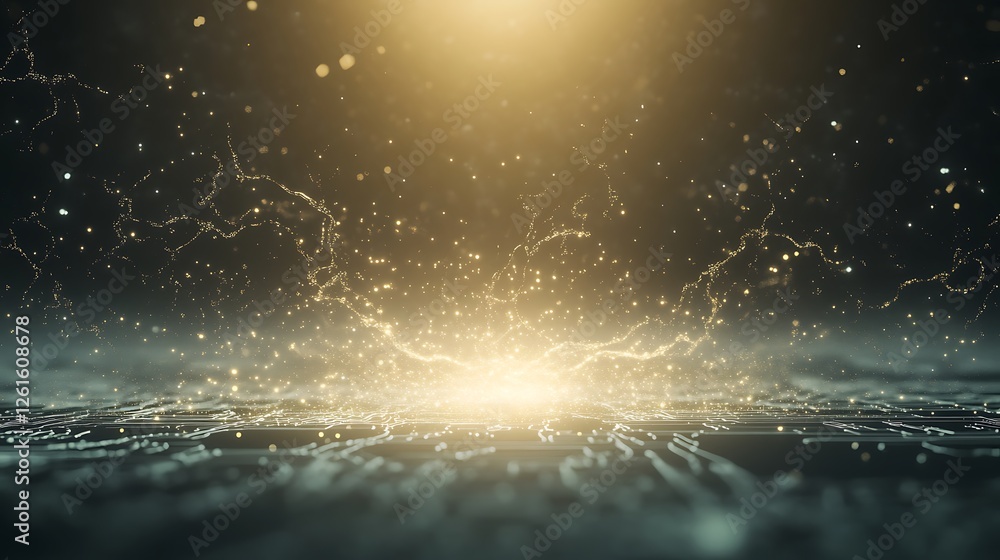 Poster A glowing quantum computer chip floating in space, showcasing futuristic technology and innovation.