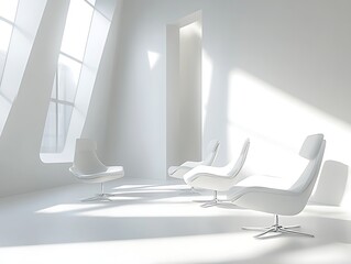 minimalist business office with ergonomic chairs and natural light