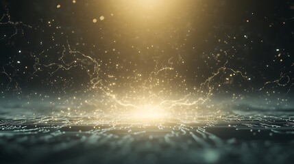 A glowing quantum computer chip floating in space, showcasing futuristic technology and innovation.