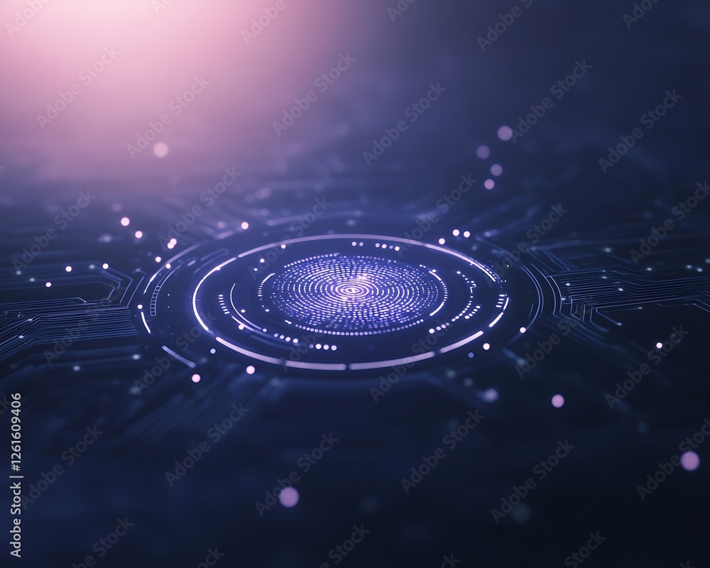 Aufkleber A futuristic biometric scanner glowing in a high-tech environment, showcasing advanced technology and innovation.