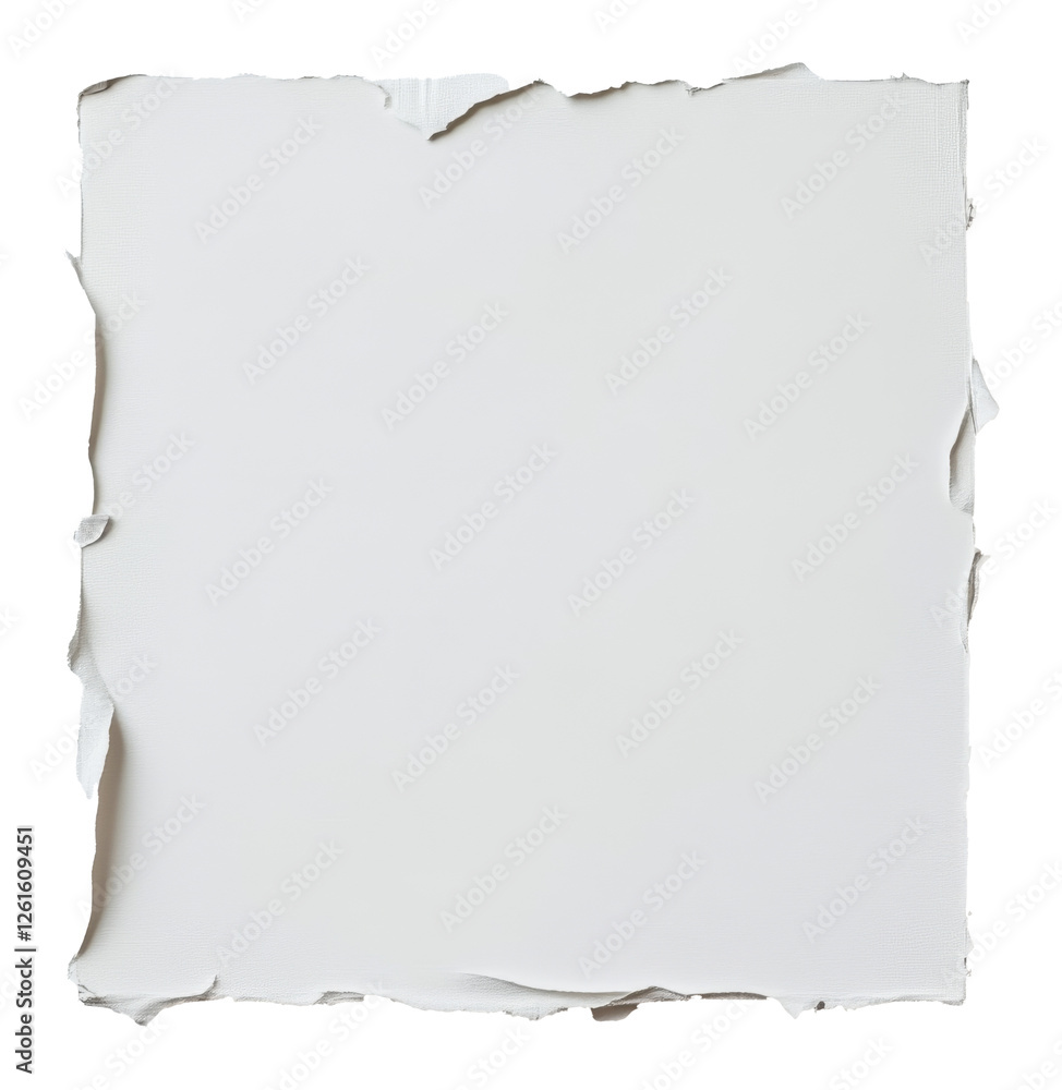 Poster torn paper square with rough edges, isolated on transparent background. creative design and texture 