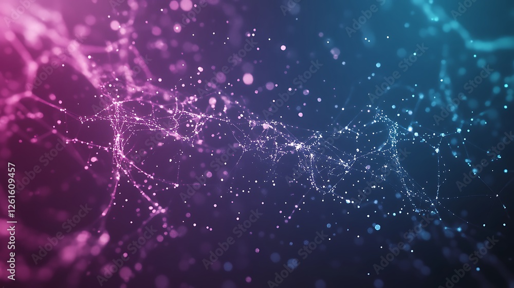 Poster a vibrant ai-themed image showcasing a neural network in deep blue and neon colors.