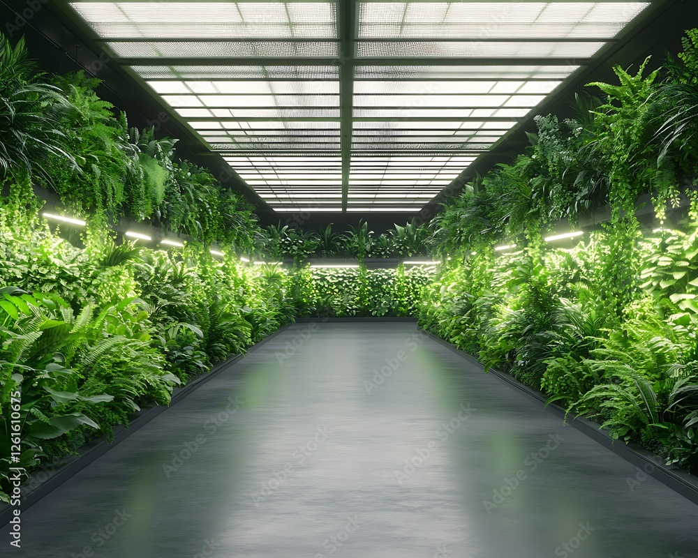 Aufkleber a futuristic stock exchange floor featuring vertical elements and modern design.