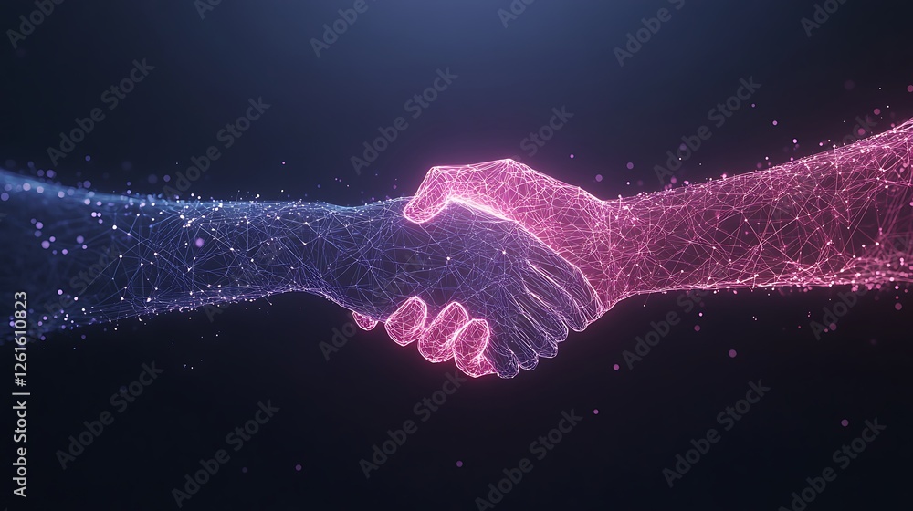 Poster A futuristic image of a smart contract transaction featuring glowing elements and digital themes.