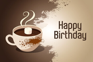 Obraz premium Happy Birthday Card with Coffee Background