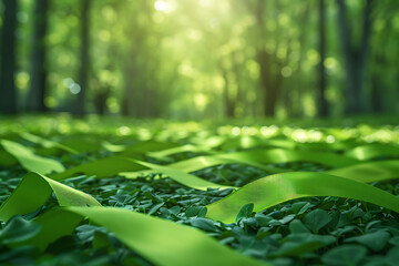 mental health awareness, lime green ribbons raise awareness of mental health, outdoor seminars, and human connections promoting global well-being