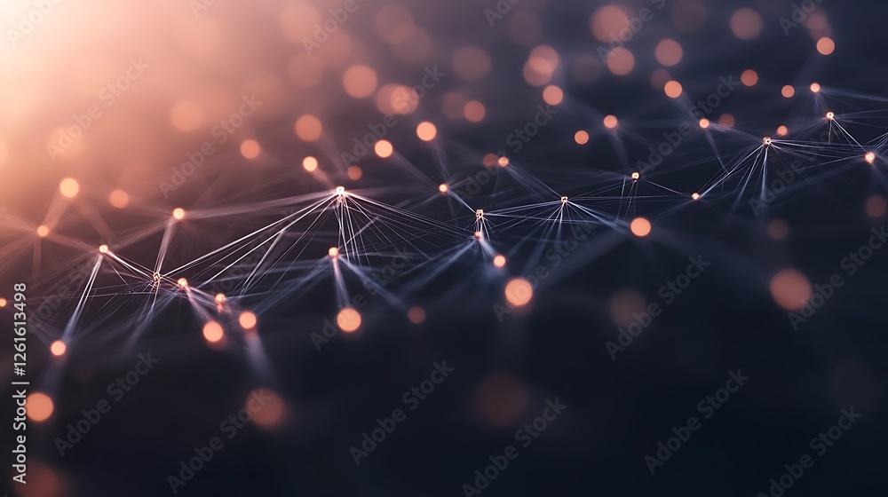 Poster futuristic financial system concept image featuring blockchain technology.