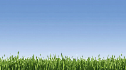Green grass under clear blue sky