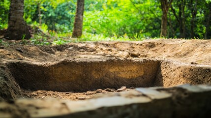Fototapeta premium Ancient artifacts emerging from the earth, a glimpse into forgotten history and timeless discoveries. 