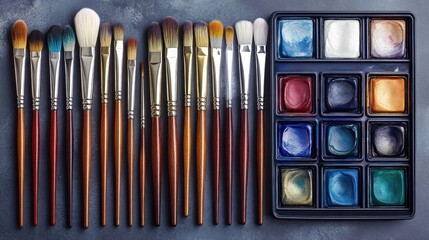 Watercolor Painting Set with Various Paintbrushes
