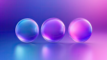 Three colorful, reflective spheres on a gradient background, creating a vibrant visual effect