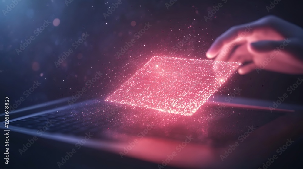 Aufkleber A digital workspace featuring a glowing holographic design, ideal for tech and innovation themes.