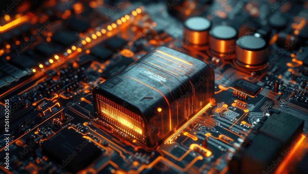 Aufkleber futuristic circuit board with glowing component
