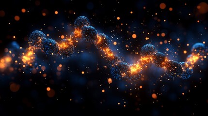 Glowing protein structure in space symbolizes scientific innovation and molecular discovery.	