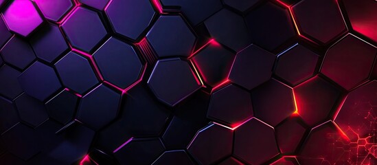 Abstract Hexagonal Pattern with Neon Light