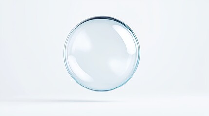 A transparent soap bubble floating gracefully in a minimalistic studio setting