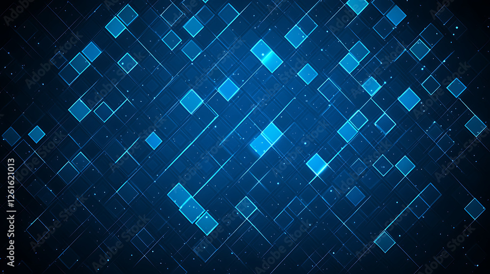 Poster digital grid network with squares on blue background technology backdrop modern hi tech