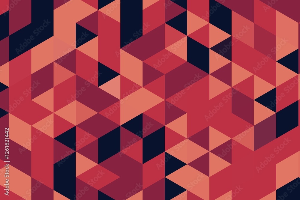 Poster orange and maroon triangular pixelated pattern with vibrant geometric symmetry. high-quality abstrac