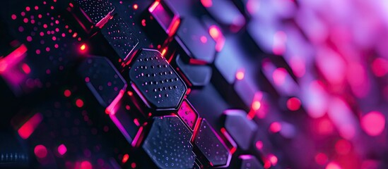 Futuristic Hexagonal Grid with Neon Lights