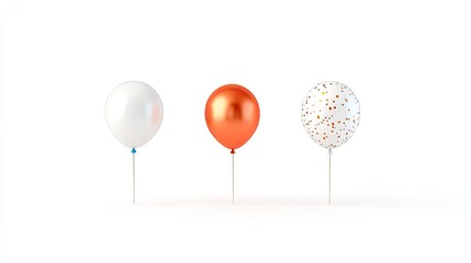 Three colorful balloons on sticks against a white background, symbolizing celebration and joy