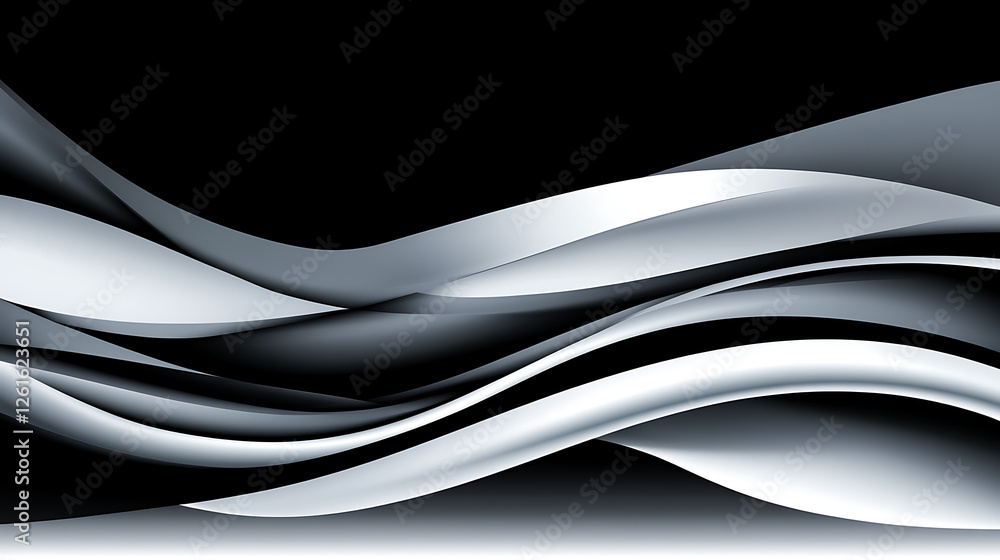 Poster dynamic abstract waves on black backdrop modern artistic flow design minimalist dark aesthetic style