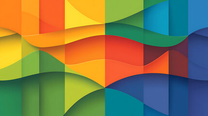 Fototapeta premium Dynamic Cascade of Colorful Wave Layers Abstract Composition Multilayered Gradient Design