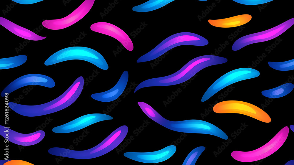 Poster dynamic fluid shapes colorful pattern on a dark background expressive abstract design illustration