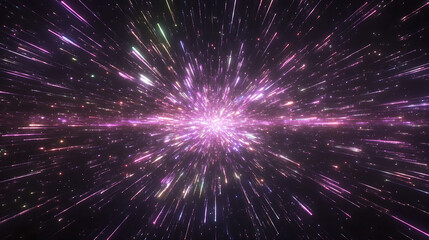 Fototapeta premium Dynamic Hyperdrive Space Jump Bursting With Colorful Light Streaks And Cosmic Energy In Stunning Visual