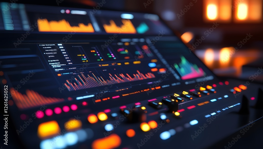 Aufkleber Futuristic dashboard displaying data in a control room