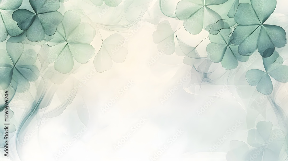 Poster abstract soft pastel image features translucent shamrock floral pattern
